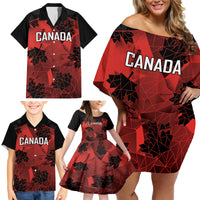 Custom Canada Rugby Family Matching Off Shoulder Short Dress and Hawaiian Shirt Maple Leaf With Sporty Style LT9 - Wonder Print Shop