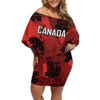 Custom Canada Rugby Family Matching Off Shoulder Short Dress and Hawaiian Shirt Maple Leaf With Sporty Style LT9 - Wonder Print Shop
