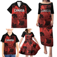 Custom Canada Rugby Family Matching Puletasi and Hawaiian Shirt Maple Leaf With Sporty Style - Wonder Print Shop