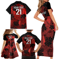 Custom Canada Rugby Family Matching Short Sleeve Bodycon Dress and Hawaiian Shirt Maple Leaf With Sporty Style - Wonder Print Shop