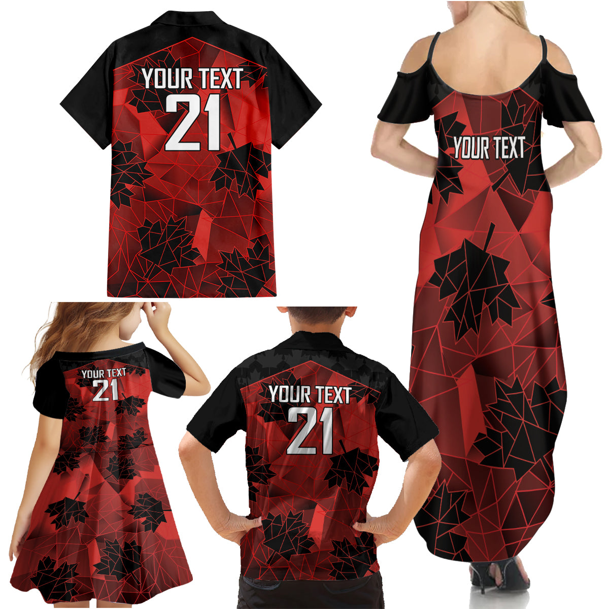 Custom Canada Rugby Family Matching Summer Maxi Dress and Hawaiian Shirt Maple Leaf With Sporty Style - Wonder Print Shop