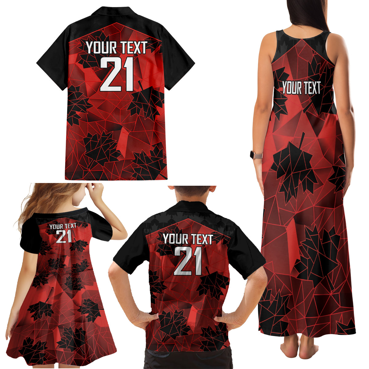 Custom Canada Rugby Family Matching Tank Maxi Dress and Hawaiian Shirt Maple Leaf With Sporty Style - Wonder Print Shop