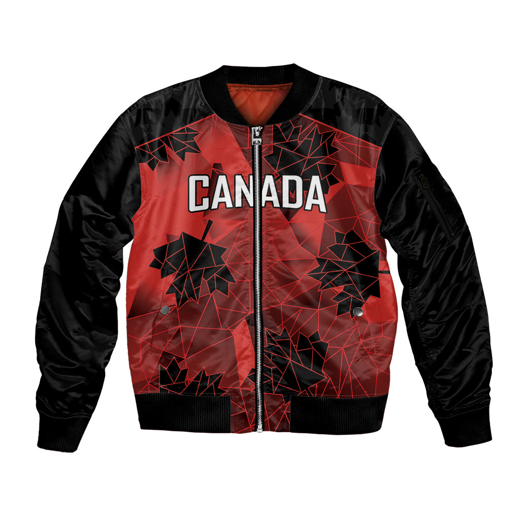Custom Canada Rugby Sleeve Zip Bomber Jacket Maple Leaf With Sporty Style - Wonder Print Shop