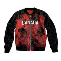 Custom Canada Rugby Sleeve Zip Bomber Jacket Maple Leaf With Sporty Style - Wonder Print Shop