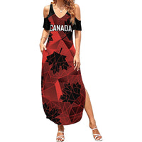 Custom Canada Rugby Summer Maxi Dress Maple Leaf With Sporty Style - Wonder Print Shop