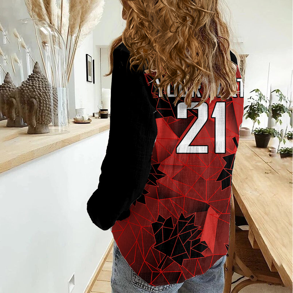 Custom Canada Rugby Women Casual Shirt Maple Leaf With Sporty Style - Wonder Print Shop
