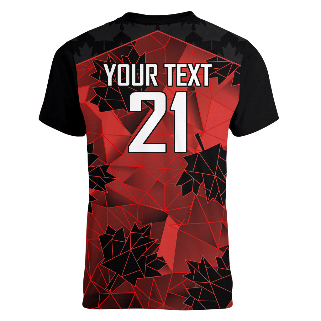 Custom Canada Rugby Women V-Neck T-Shirt Maple Leaf With Sporty Style - Wonder Print Shop