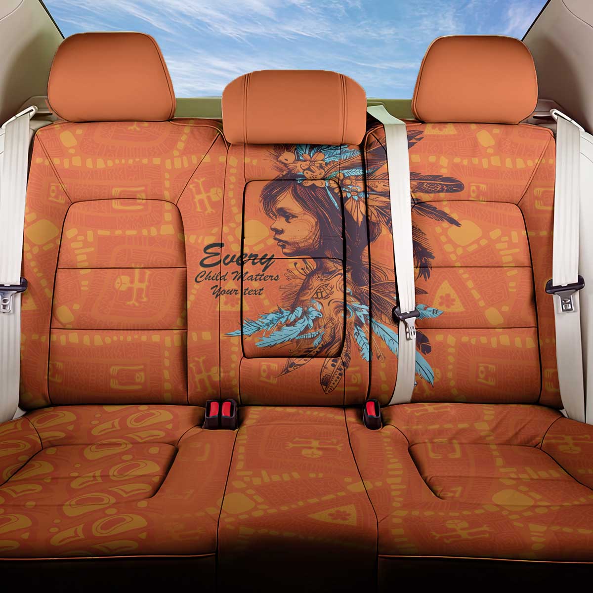 Awareness for Indigenous Orange Day Back Car Seat Cover Canadian Indigenous Art - Wonder Print Shop