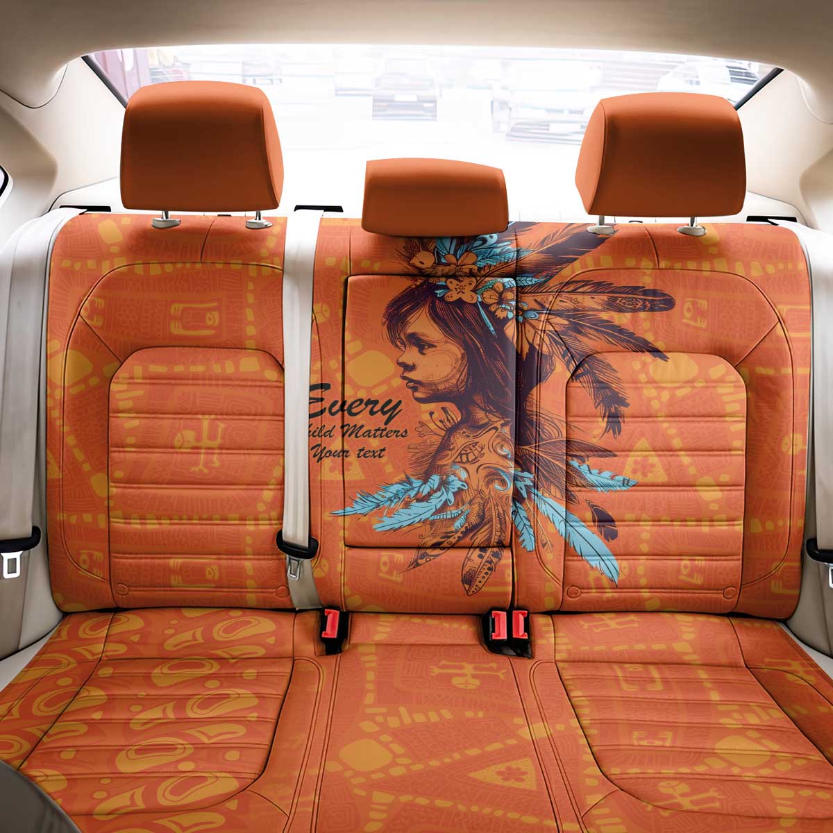 Awareness for Indigenous Orange Day Back Car Seat Cover Canadian Indigenous Art - Wonder Print Shop
