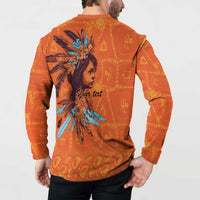 Awareness for Indigenous Orange Day Button Sweatshirt Canadian Indigenous Art - Wonder Print Shop