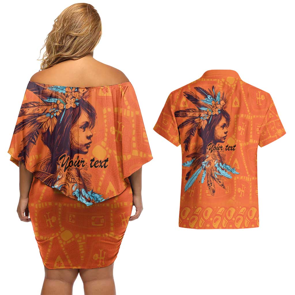 Awareness for Indigenous Orange Day Couples Matching Off Shoulder Short Dress and Hawaiian Shirt Canadian Indigenous Art - Wonder Print Shop
