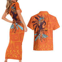 Awareness for Indigenous Orange Day Couples Matching Short Sleeve Bodycon Dress and Hawaiian Shirt Canadian Indigenous Art - Wonder Print Shop