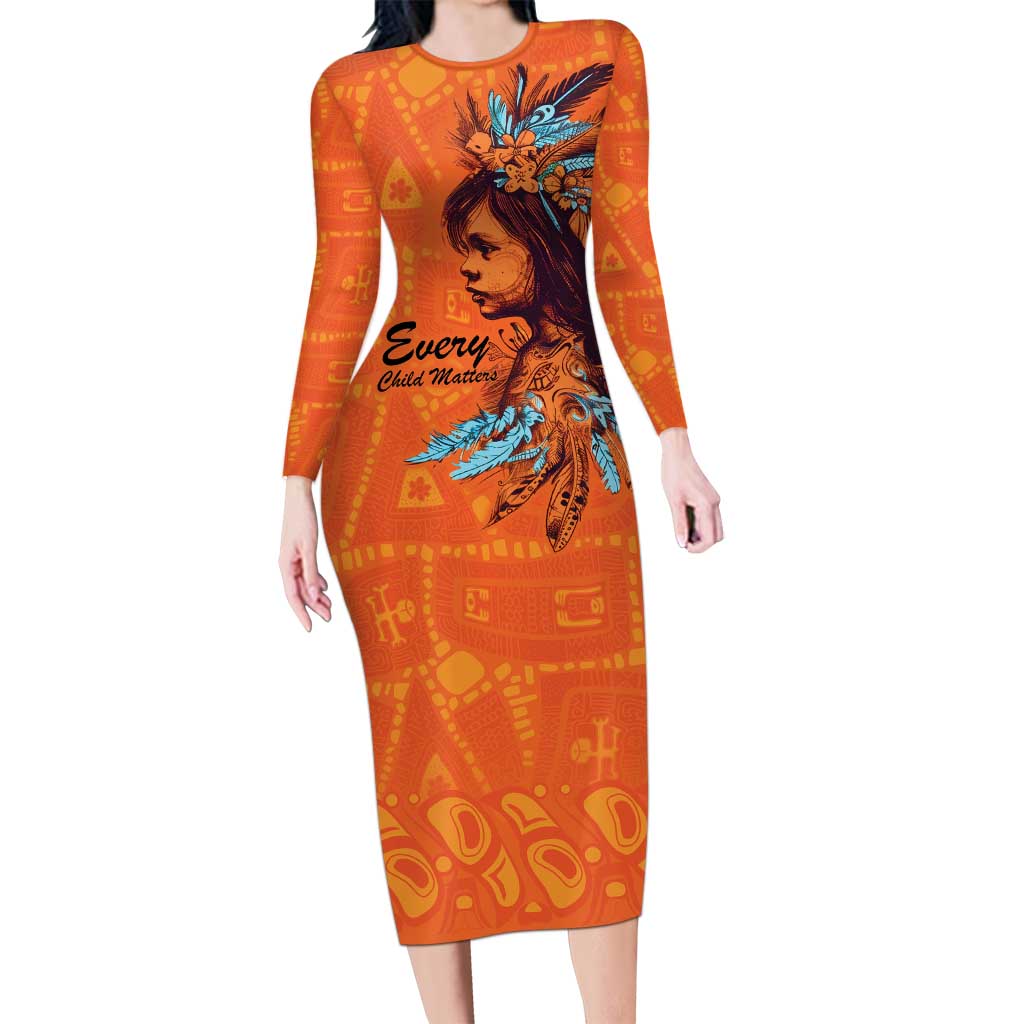 Awareness for Indigenous Orange Day Family Matching Long Sleeve Bodycon Dress and Hawaiian Shirt Canadian Indigenous Art - Wonder Print Shop