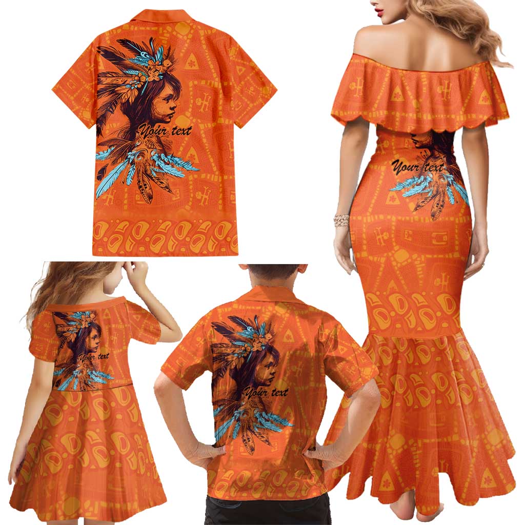 Awareness for Indigenous Orange Day Family Matching Mermaid Dress and Hawaiian Shirt Canadian Indigenous Art - Wonder Print Shop