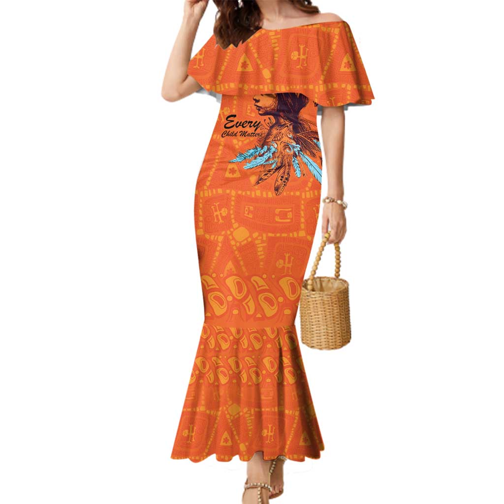 Awareness for Indigenous Orange Day Family Matching Mermaid Dress and Hawaiian Shirt Canadian Indigenous Art - Wonder Print Shop