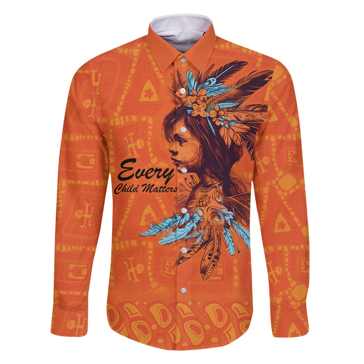 Awareness for Indigenous Orange Day Family Matching Off The Shoulder Long Sleeve Dress and Hawaiian Shirt Canadian Indigenous Art - Wonder Print Shop