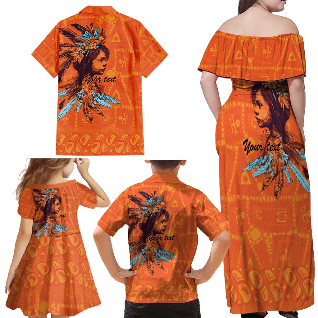 Awareness for Indigenous Orange Day Family Matching Off Shoulder Maxi Dress and Hawaiian Shirt Canadian Indigenous Art - Wonder Print Shop
