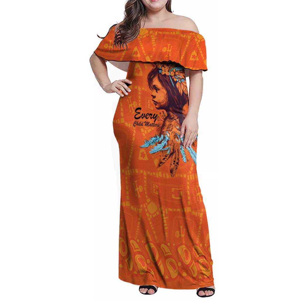 Awareness for Indigenous Orange Day Family Matching Off Shoulder Maxi Dress and Hawaiian Shirt Canadian Indigenous Art - Wonder Print Shop