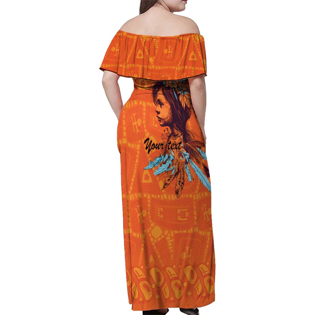 Awareness for Indigenous Orange Day Family Matching Off Shoulder Maxi Dress and Hawaiian Shirt Canadian Indigenous Art - Wonder Print Shop