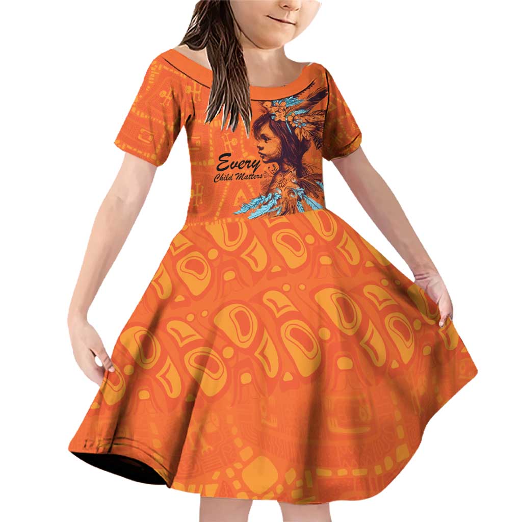 Awareness for Indigenous Orange Day Family Matching Off Shoulder Short Dress and Hawaiian Shirt Canadian Indigenous Art - Wonder Print Shop