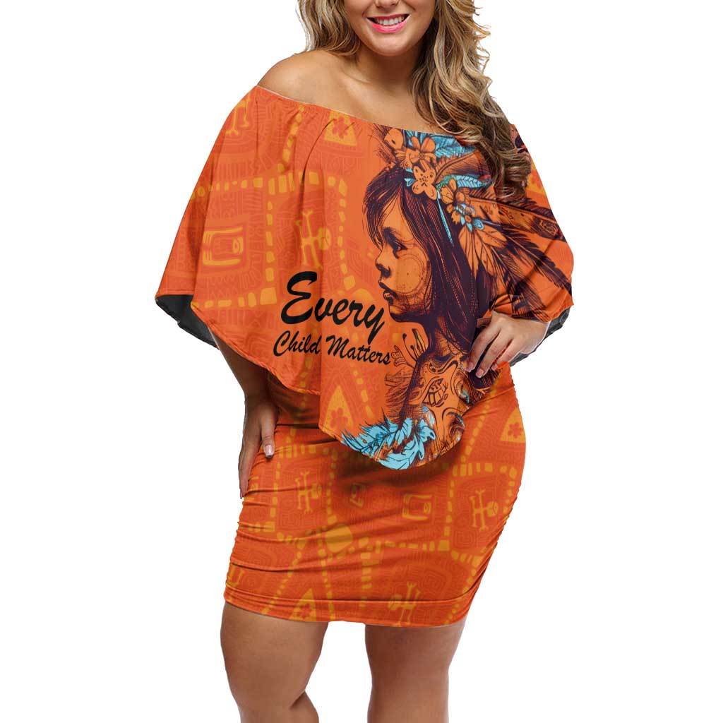 Awareness for Indigenous Orange Day Family Matching Off Shoulder Short Dress and Hawaiian Shirt Canadian Indigenous Art - Wonder Print Shop