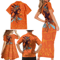 Awareness for Indigenous Orange Day Family Matching Short Sleeve Bodycon Dress and Hawaiian Shirt Canadian Indigenous Art - Wonder Print Shop