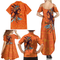 Awareness for Indigenous Orange Day Family Matching Summer Maxi Dress and Hawaiian Shirt Canadian Indigenous Art - Wonder Print Shop