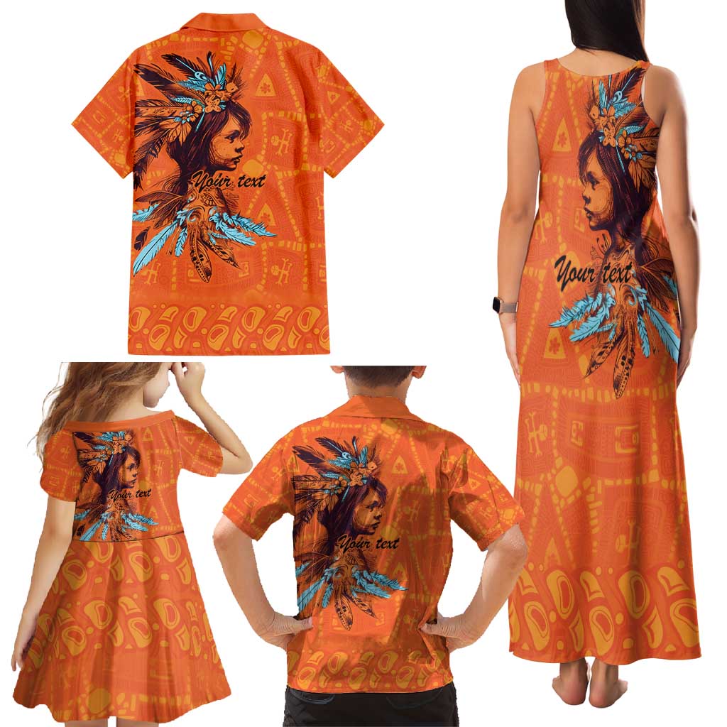 Awareness for Indigenous Orange Day Family Matching Tank Maxi Dress and Hawaiian Shirt Canadian Indigenous Art - Wonder Print Shop