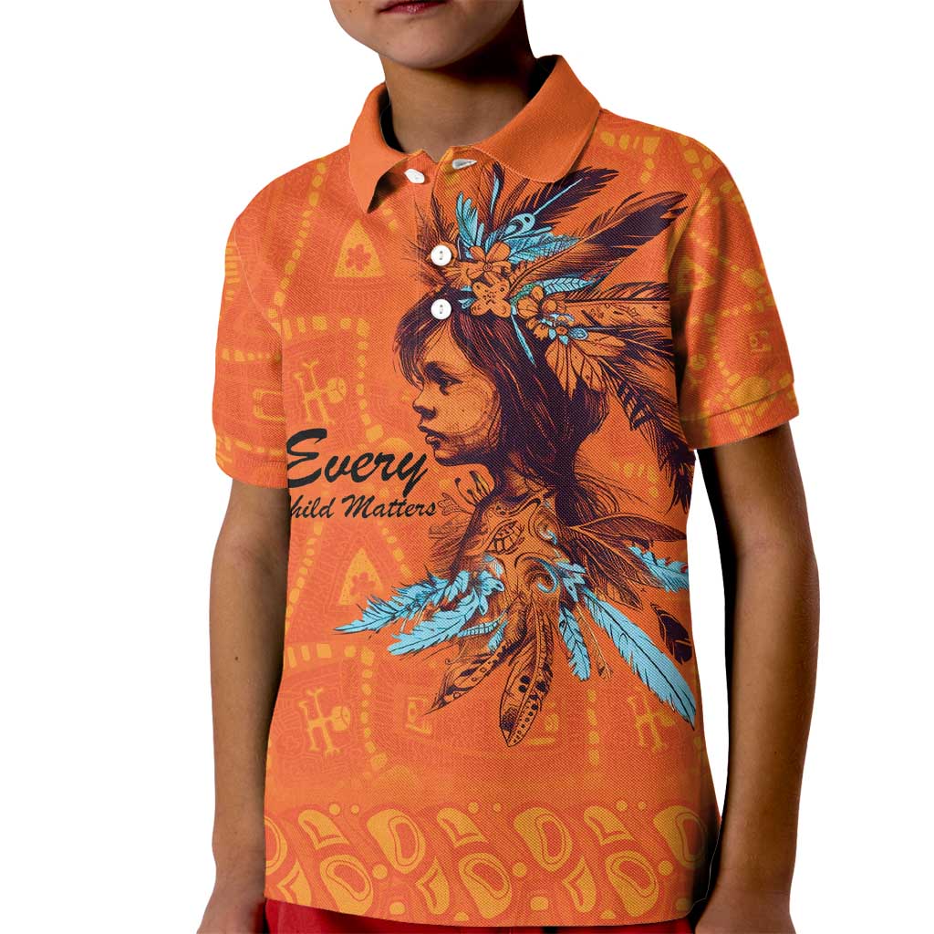 Awareness for Indigenous Orange Day Kid Polo Shirt Canadian Indigenous Art - Wonder Print Shop