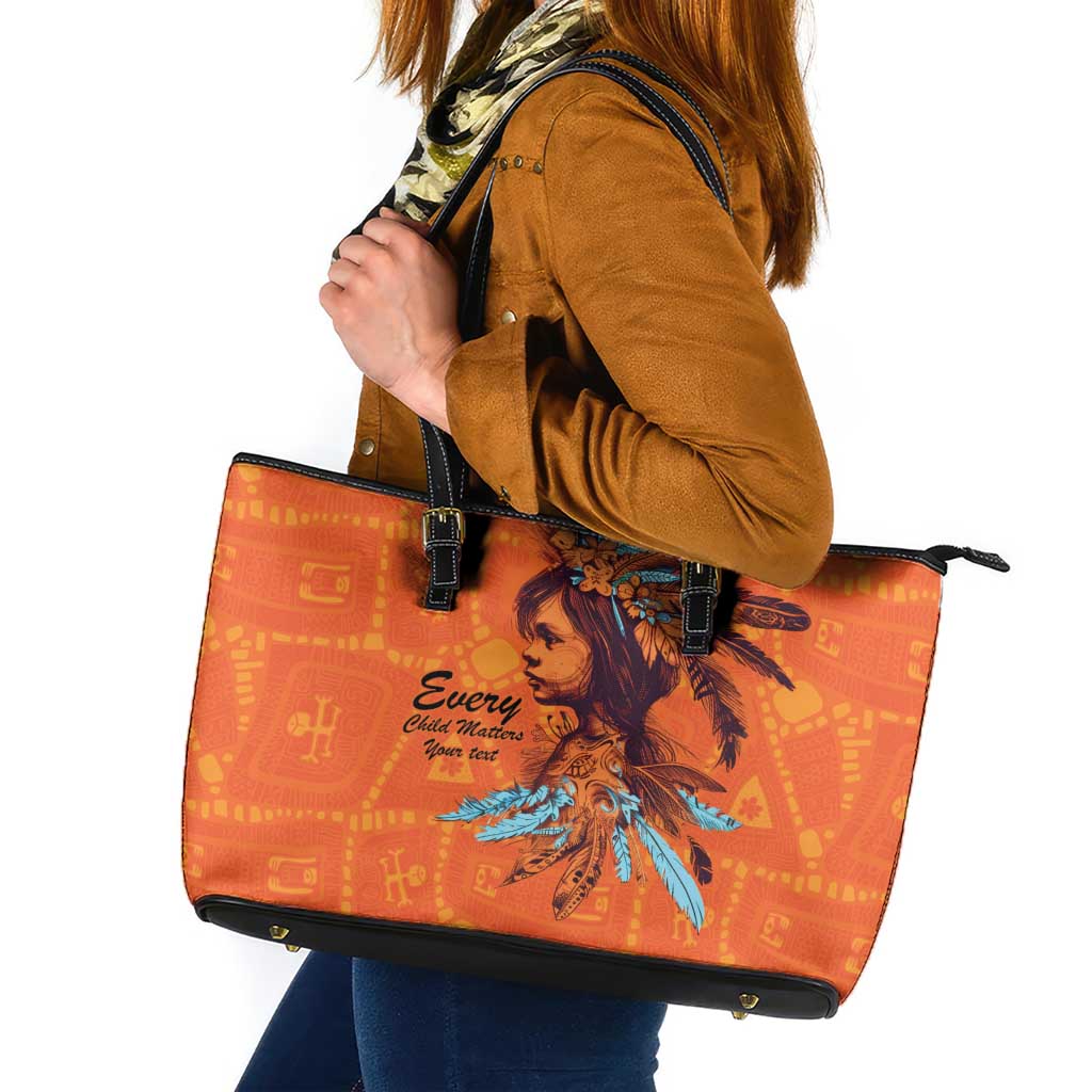 Awareness for Indigenous Orange Day Leather Tote Bag Canadian Indigenous Art - Wonder Print Shop