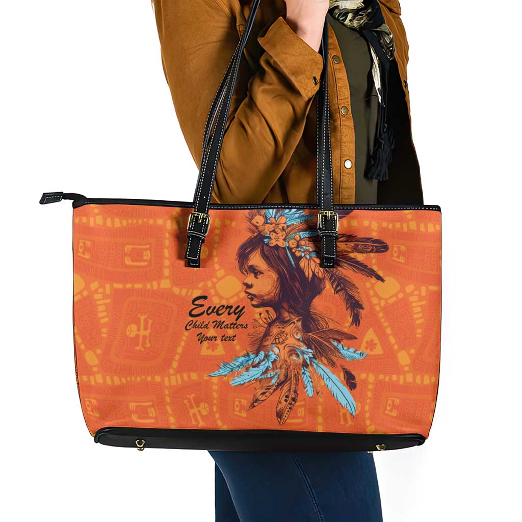 Awareness for Indigenous Orange Day Leather Tote Bag Canadian Indigenous Art - Wonder Print Shop