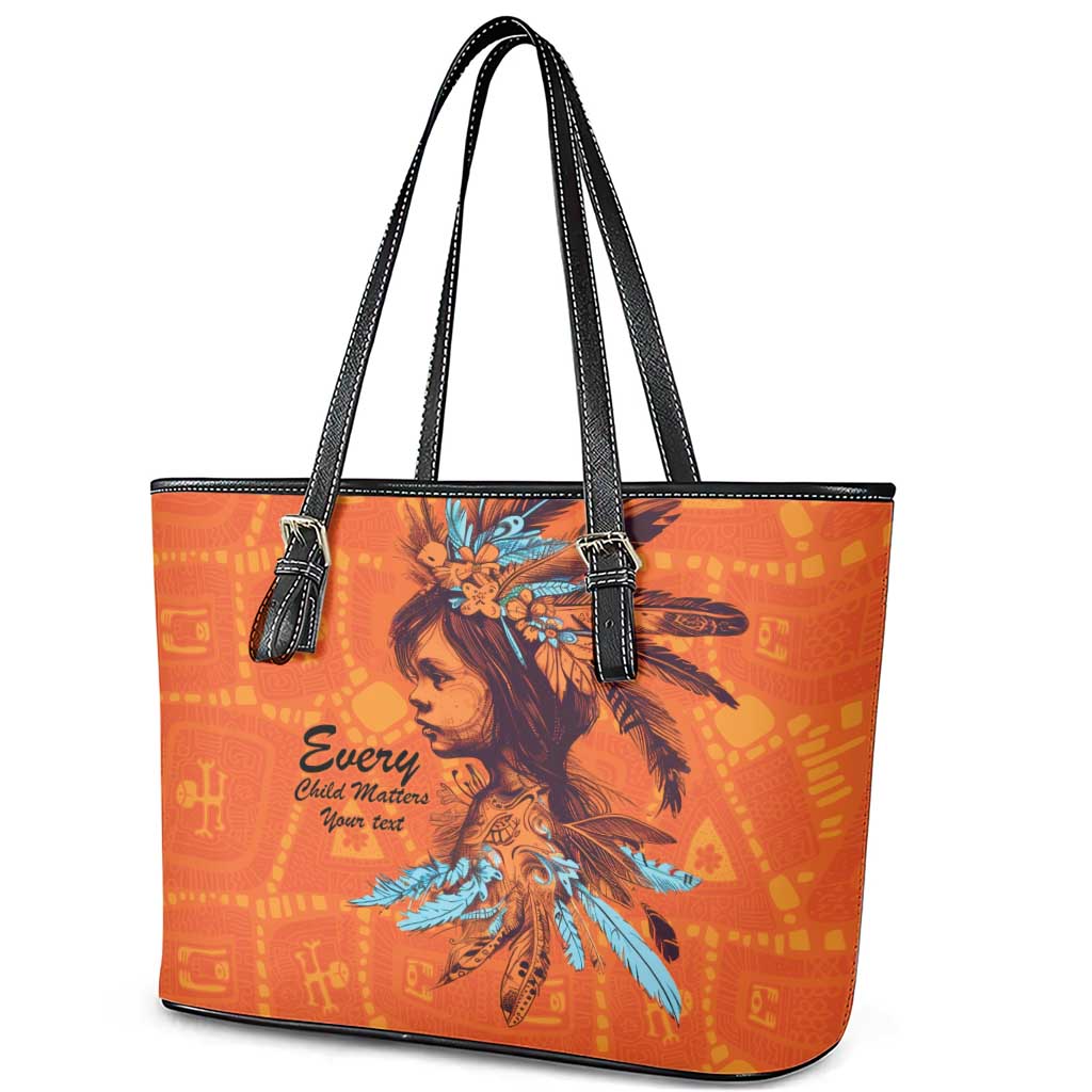 Awareness for Indigenous Orange Day Leather Tote Bag Canadian Indigenous Art - Wonder Print Shop