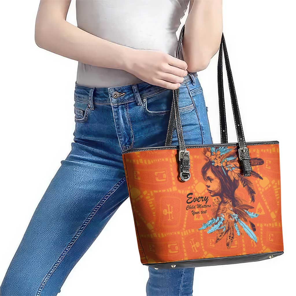 Awareness for Indigenous Orange Day Leather Tote Bag Canadian Indigenous Art - Wonder Print Shop