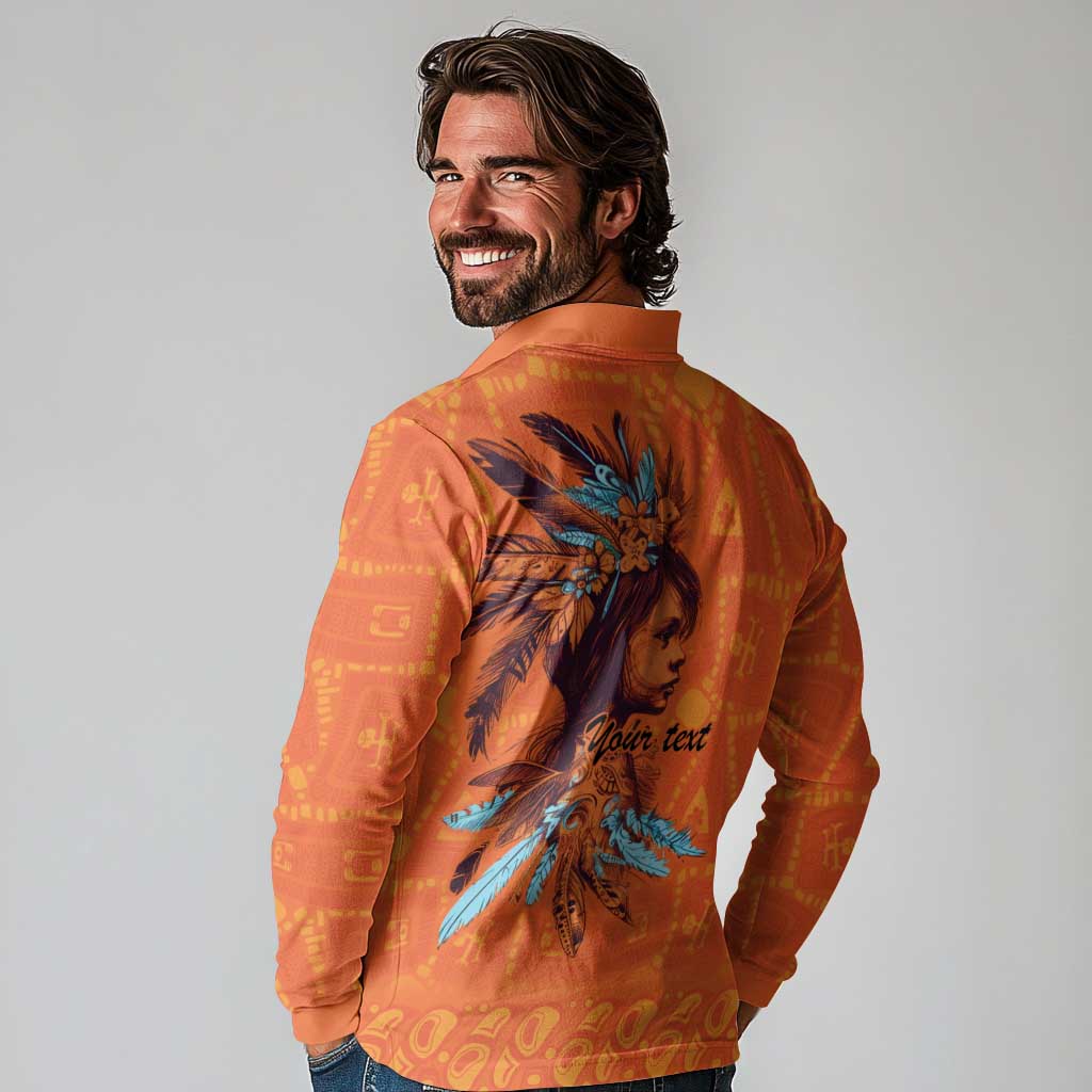 Awareness for Indigenous Orange Day Long Sleeve Polo Shirt Canadian Indigenous Art - Wonder Print Shop