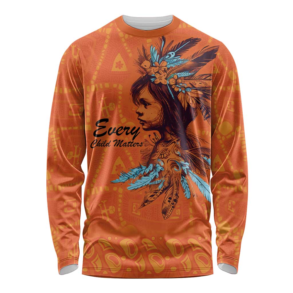 Awareness for Indigenous Orange Day Long Sleeve Shirt Canadian Indigenous Art - Wonder Print Shop