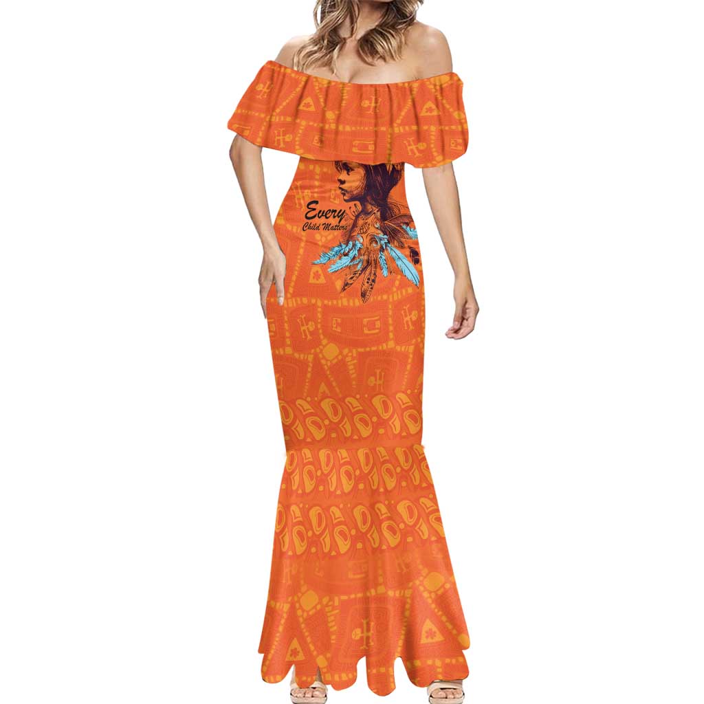 Awareness for Indigenous Orange Day Mermaid Dress Canadian Indigenous Art - Wonder Print Shop