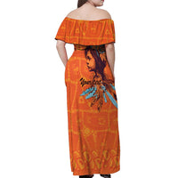Awareness for Indigenous Orange Day Off Shoulder Maxi Dress Canadian Indigenous Art - Wonder Print Shop