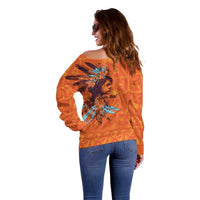 Awareness for Indigenous Orange Day Off Shoulder Sweater Canadian Indigenous Art - Wonder Print Shop