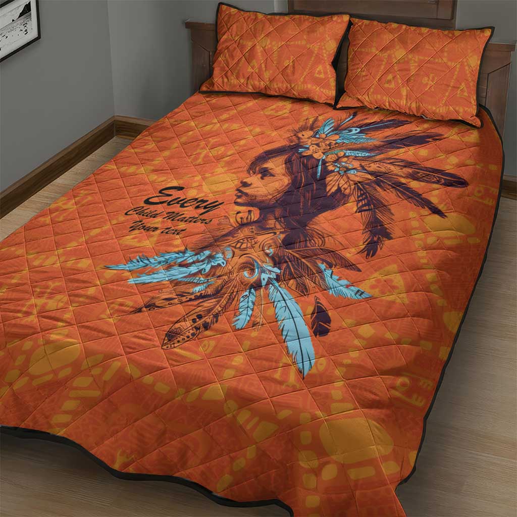 Awareness for Indigenous Orange Day Quilt Bed Set Canadian Indigenous Art - Wonder Print Shop