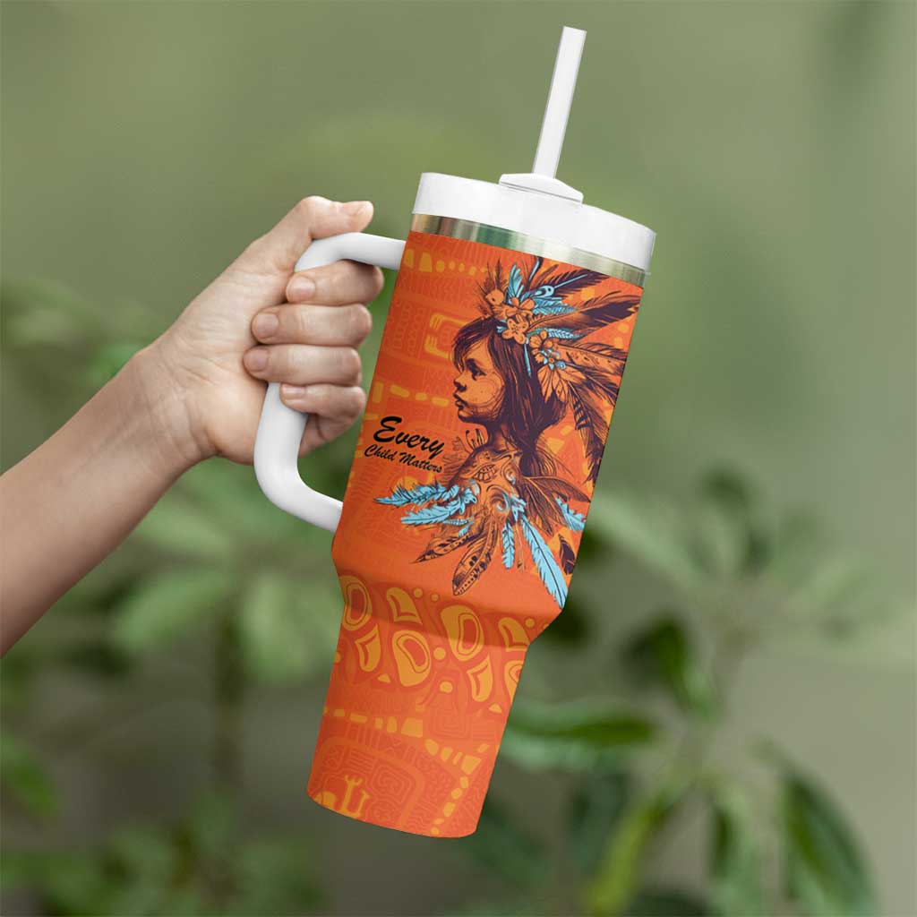 Awareness for Indigenous Orange Day Tumbler With Handle Canadian Indigenous Art - Wonder Print Shop