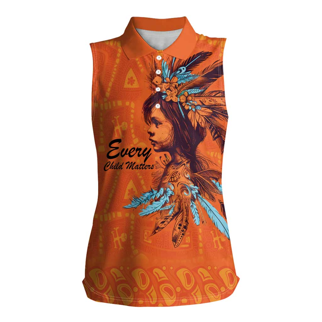 Awareness for Indigenous Orange Day Women Sleeveless Polo Shirt Canadian Indigenous Art - Wonder Print Shop