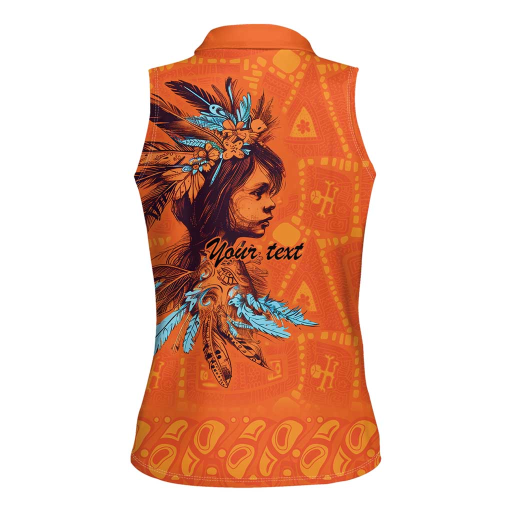 Awareness for Indigenous Orange Day Women Sleeveless Polo Shirt Canadian Indigenous Art - Wonder Print Shop