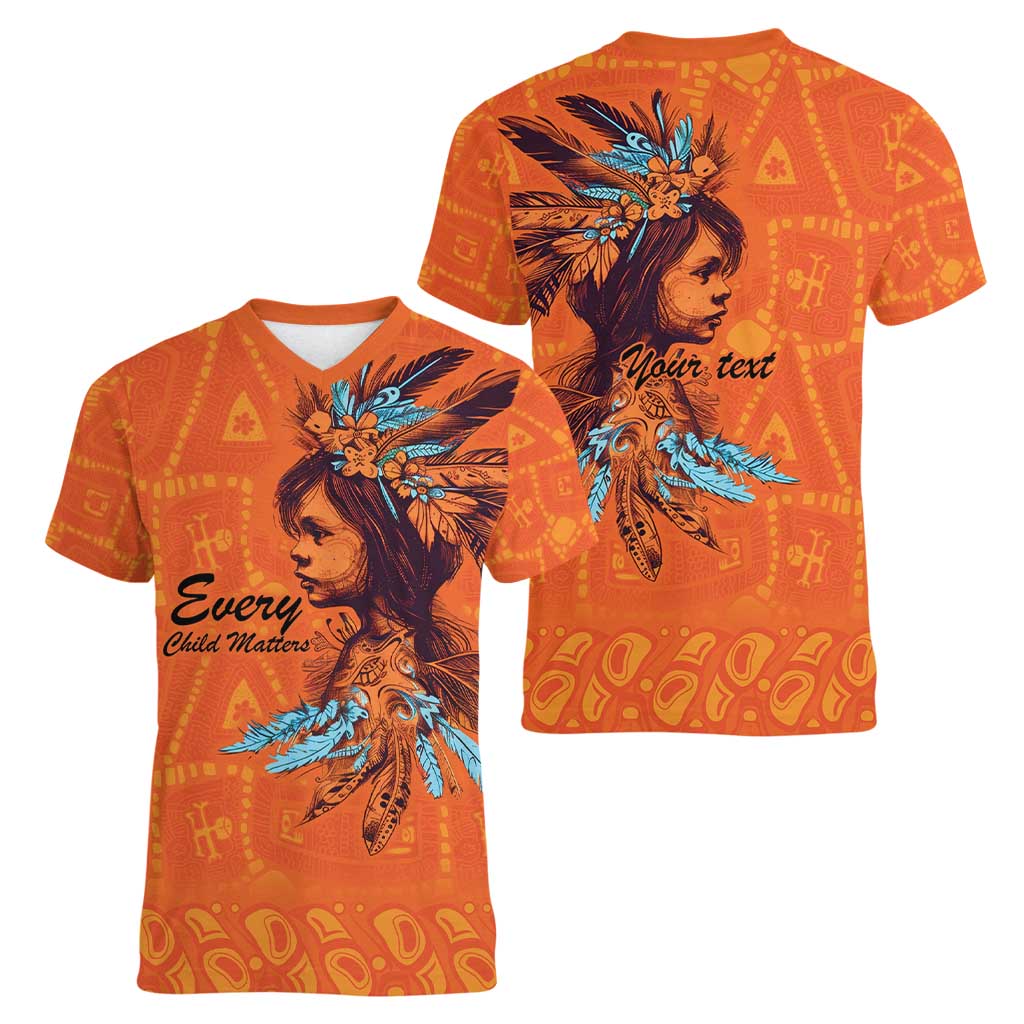 Awareness for Indigenous Orange Day Women V-Neck T-Shirt Canadian Indigenous Art - Wonder Print Shop