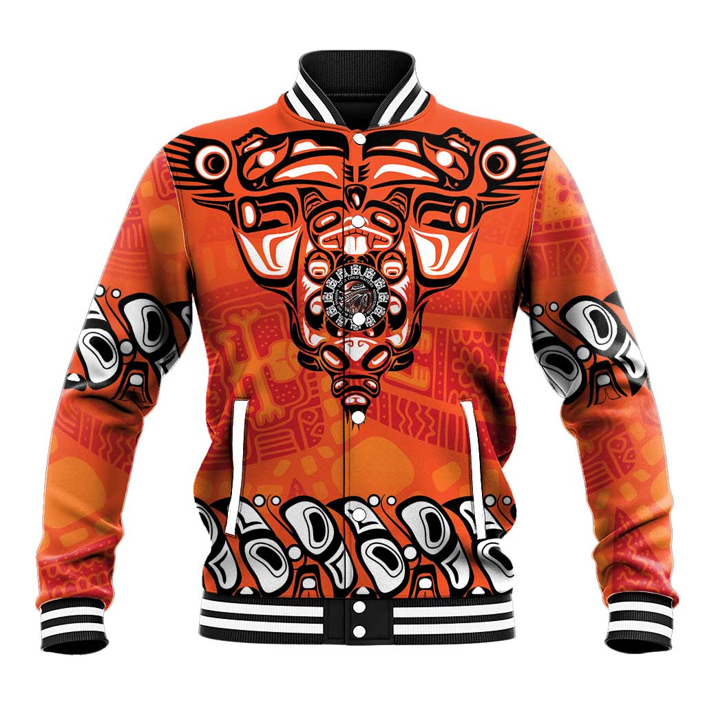 Awareness for Indigenous Orange Day Baseball Jacket Haida Spirit Animals - Wonder Print Shop