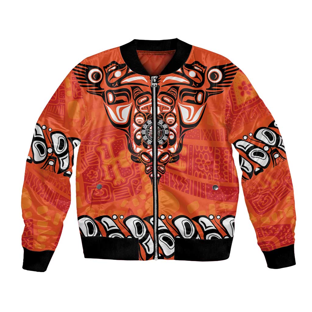 Awareness for Indigenous Orange Day Bomber Jacket Haida Spirit Animals - Wonder Print Shop