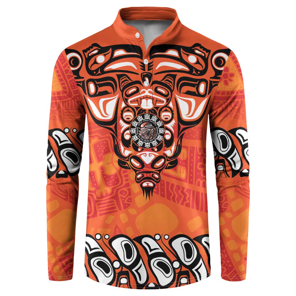 Awareness for Indigenous Orange Day Button Sweatshirt Haida Spirit Animals - Wonder Print Shop