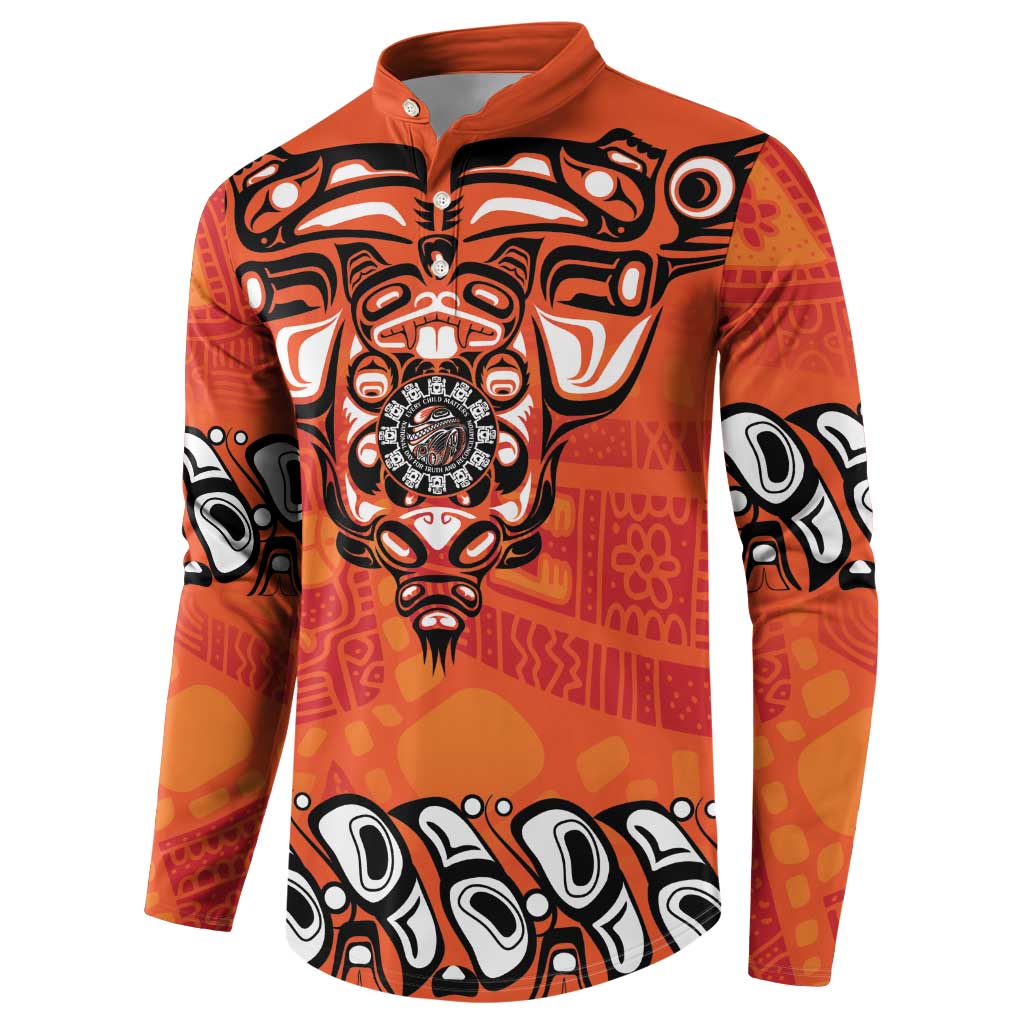 Awareness for Indigenous Orange Day Button Sweatshirt Haida Spirit Animals - Wonder Print Shop