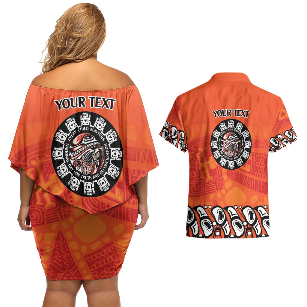 Awareness for Indigenous Orange Day Couples Matching Off Shoulder Short Dress and Hawaiian Shirt Haida Spirit Animals - Wonder Print Shop