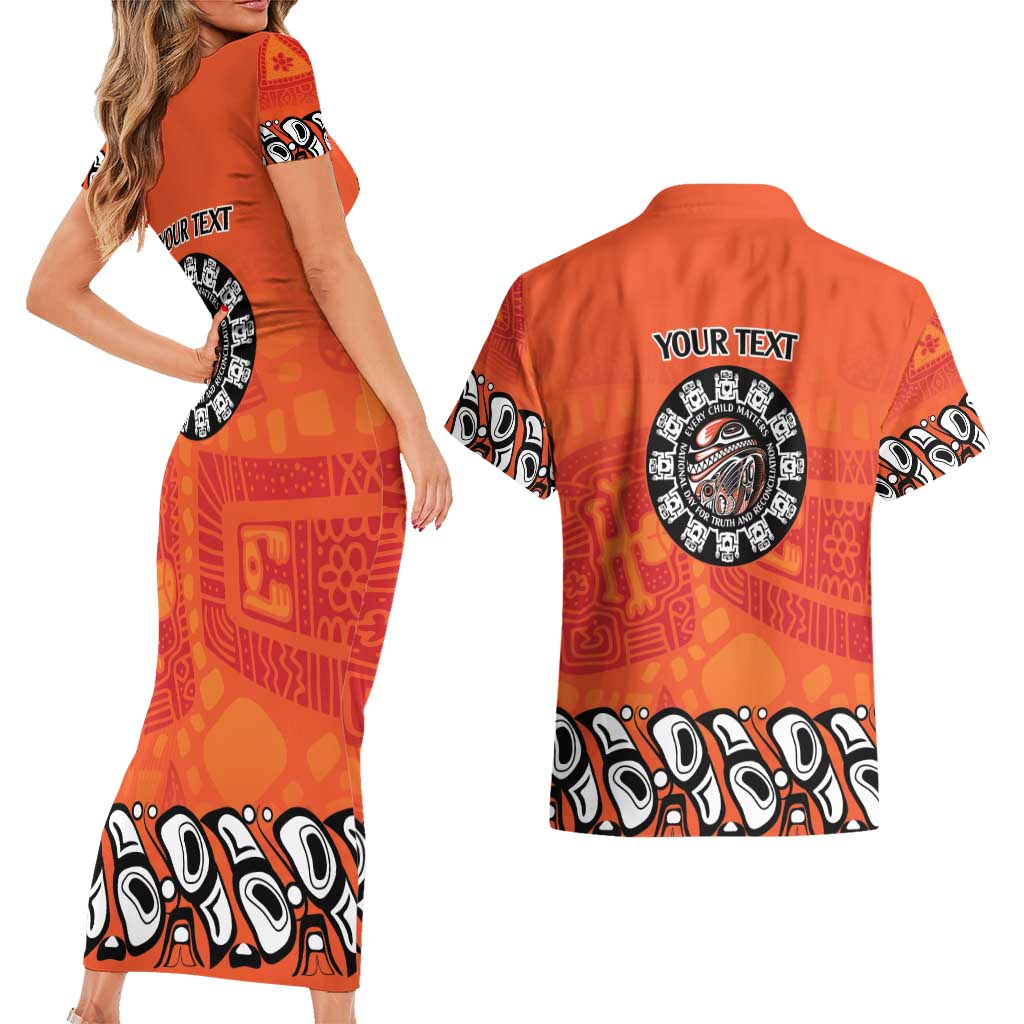 Awareness for Indigenous Orange Day Couples Matching Short Sleeve Bodycon Dress and Hawaiian Shirt Haida Spirit Animals - Wonder Print Shop