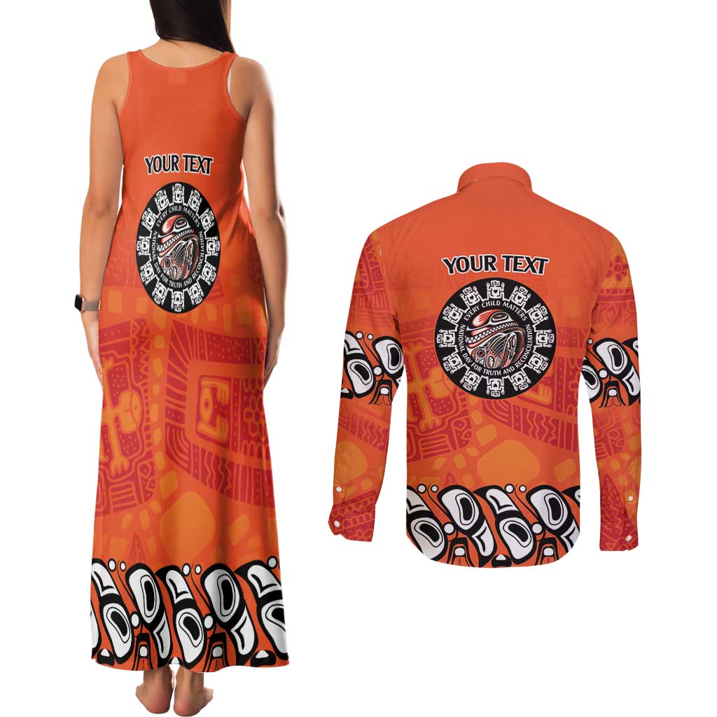 Awareness for Indigenous Orange Day Couples Matching Tank Maxi Dress and Long Sleeve Button Shirt Haida Spirit Animals - Wonder Print Shop